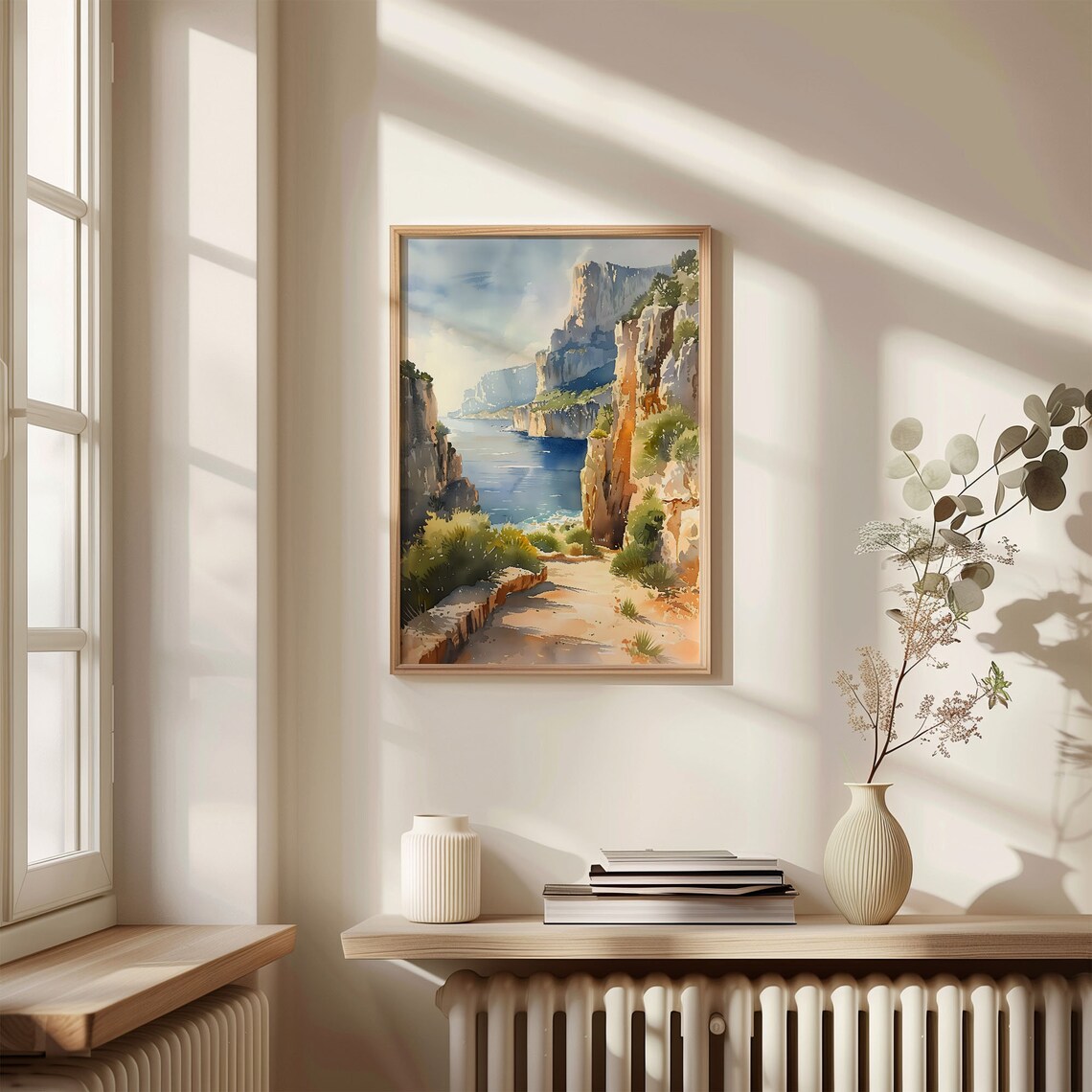 Calanques France Limestone Cliffs Cove Coastal Watercolor Print - Image 4