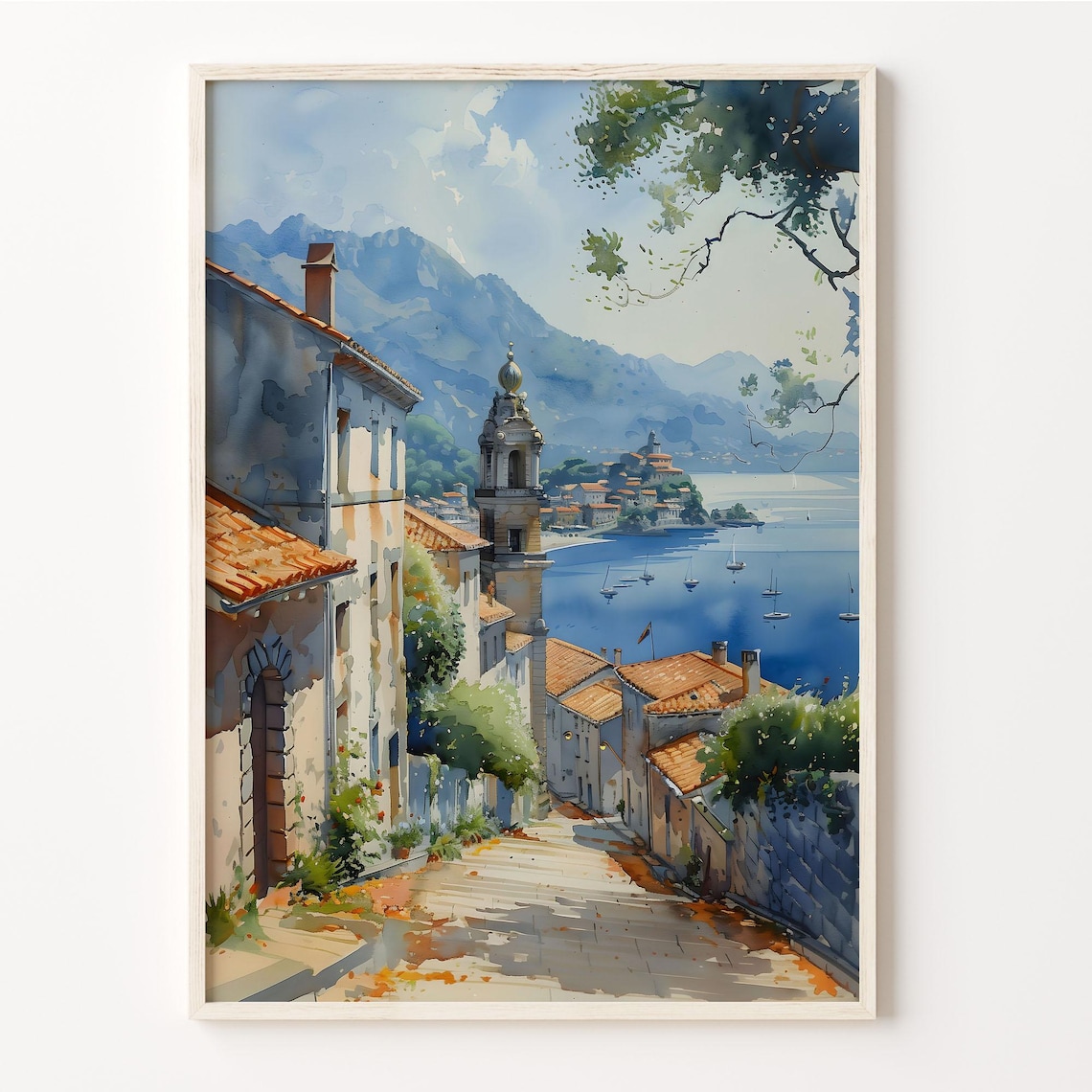 San Sebastián Watercolor Travel Poster, Donostia Spain
