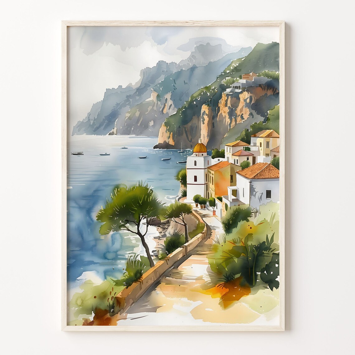 Capri Italy Watercolor Travel Poster Art Print