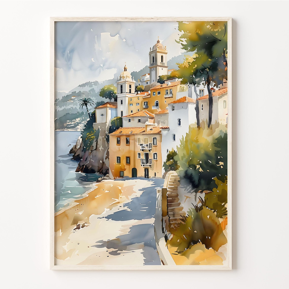 Cascais Watercolor Painting Travel Poster