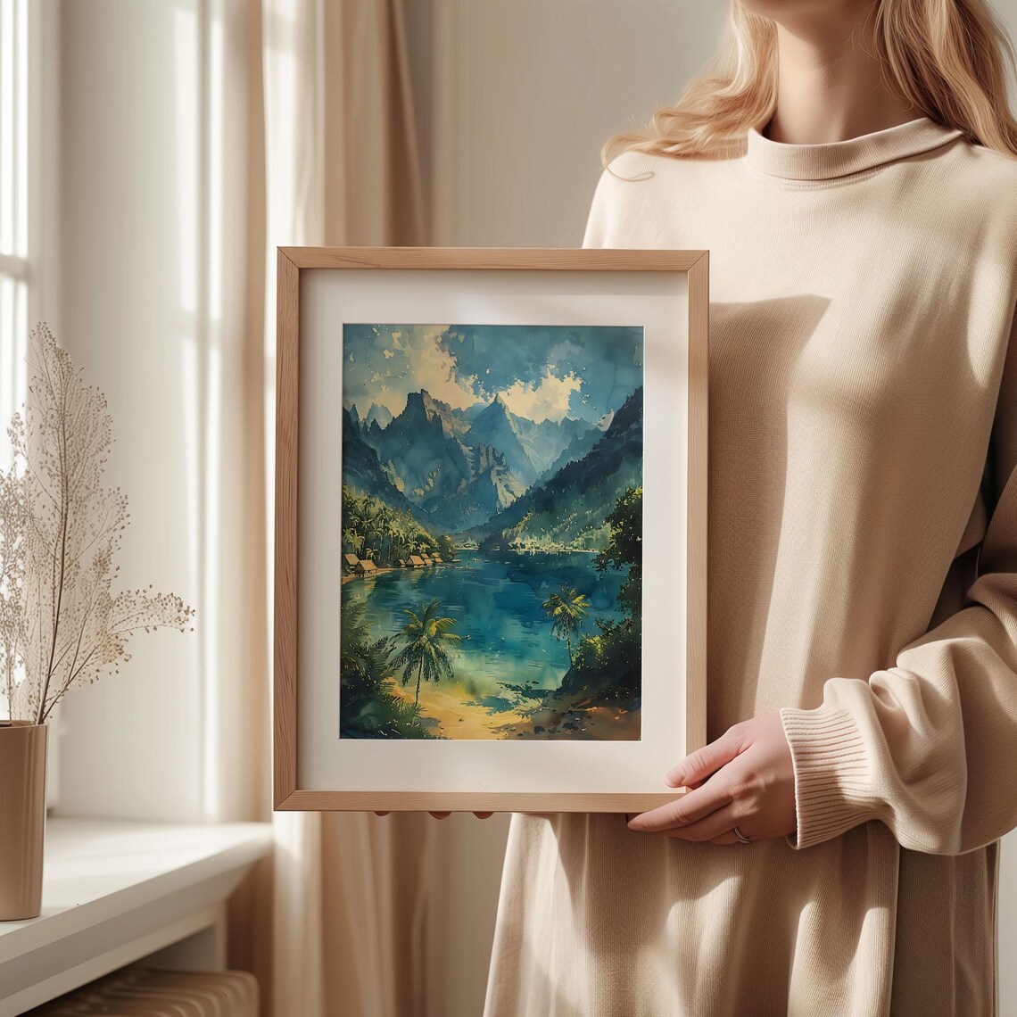 Tahiti Watercolor Painting, French Polynesia Travel Poster - Image 2