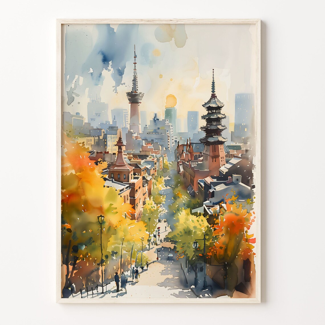 Tokyo Japan Ramen Watercolor Art Print, Food Poster