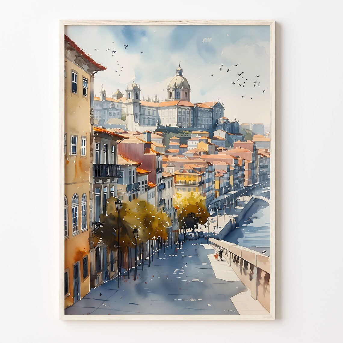 Porto Watercolor Travel Poster, Portugal Wall Art