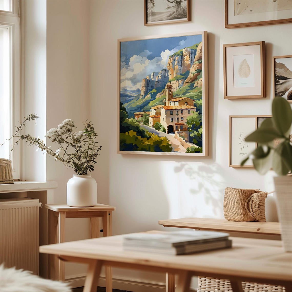 Montserrat Monastery Mountain Watercolor Spain Landscape Poster - Image 5