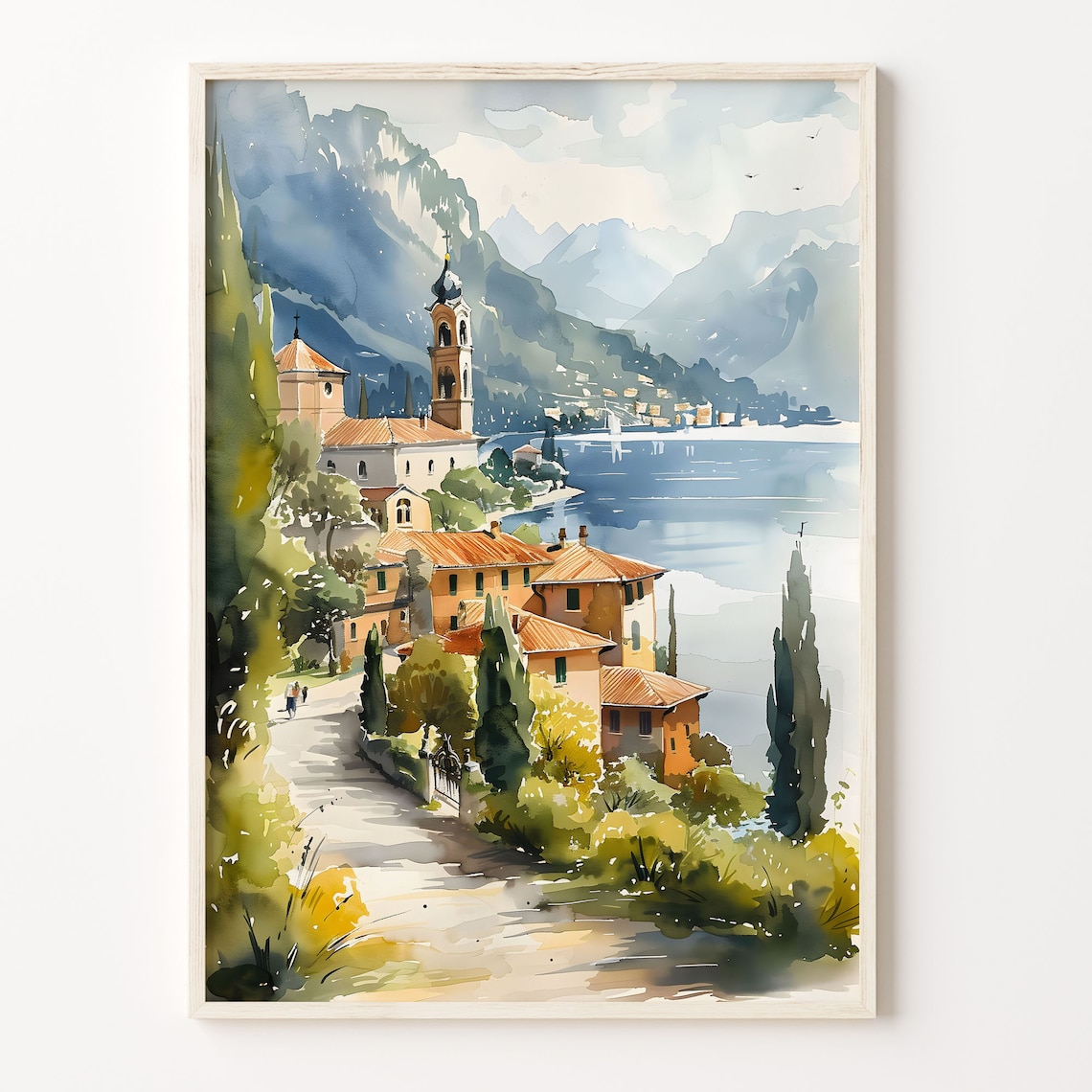 Lake Garda Watercolor Poster, Italy Travel Art
