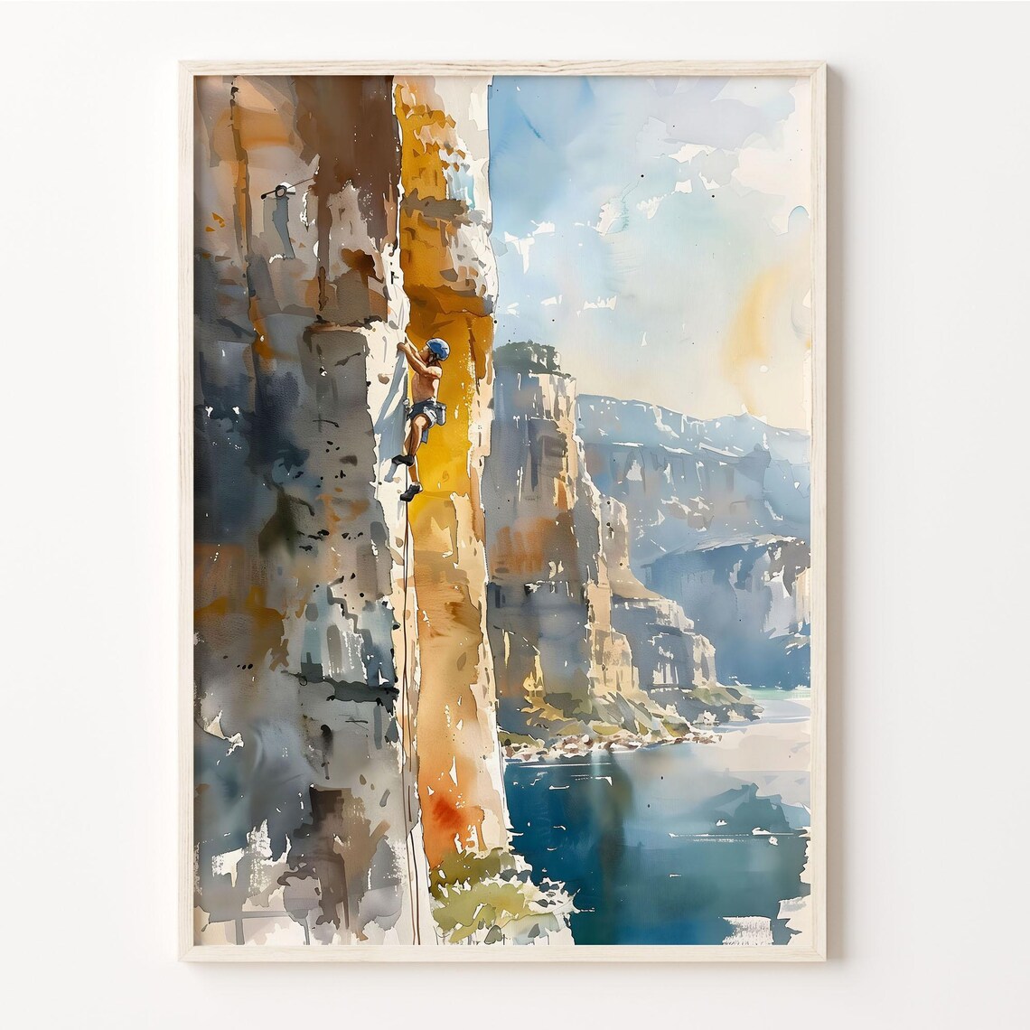 Watercolor Bouldering Rock Climbing Travel Poster