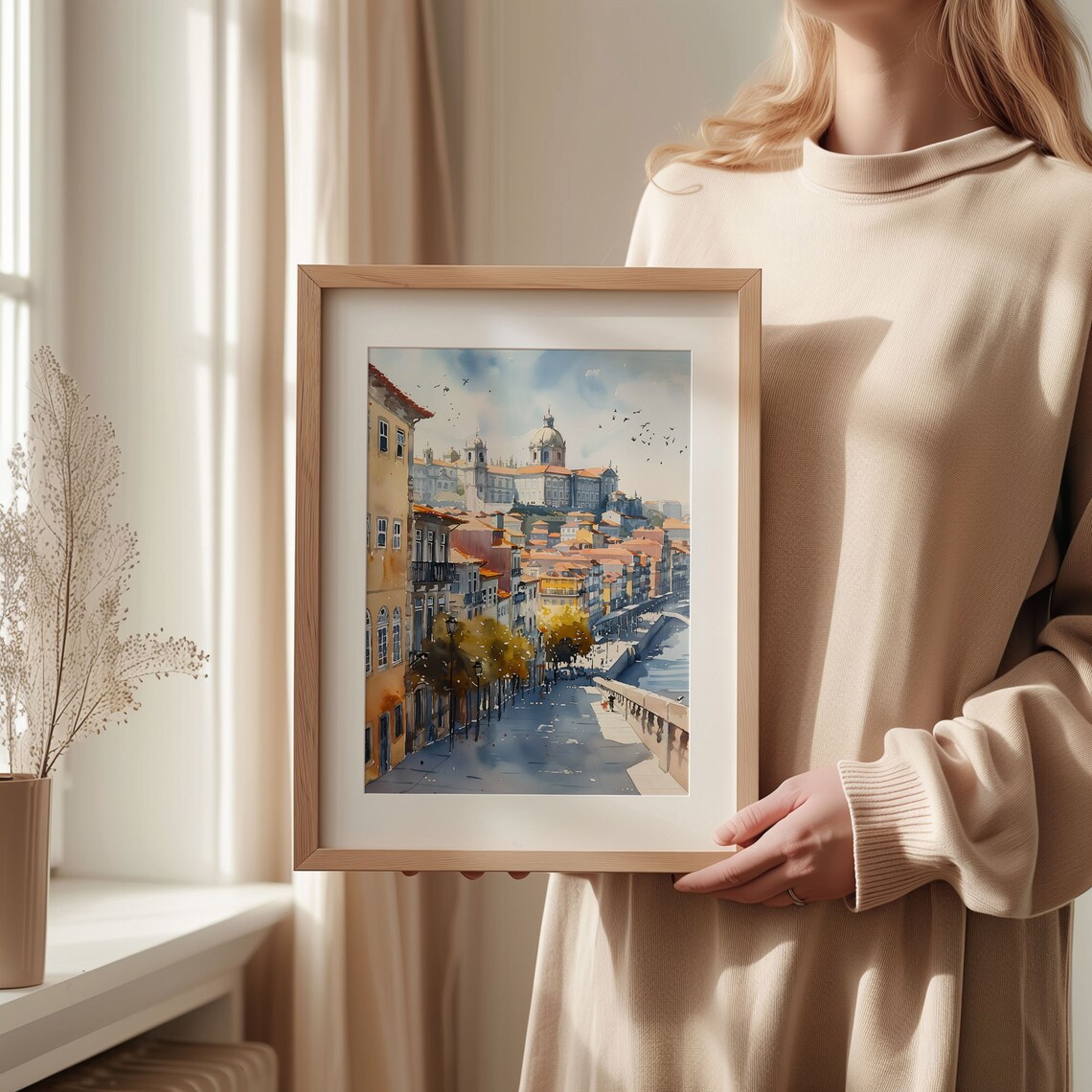 Porto Watercolor Travel Poster, Portugal Wall Art - Image 2