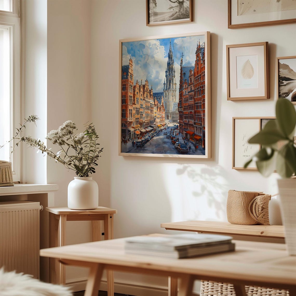 Brussels Grand Place Old Town Square Watercolor Travel Poster - Image 3