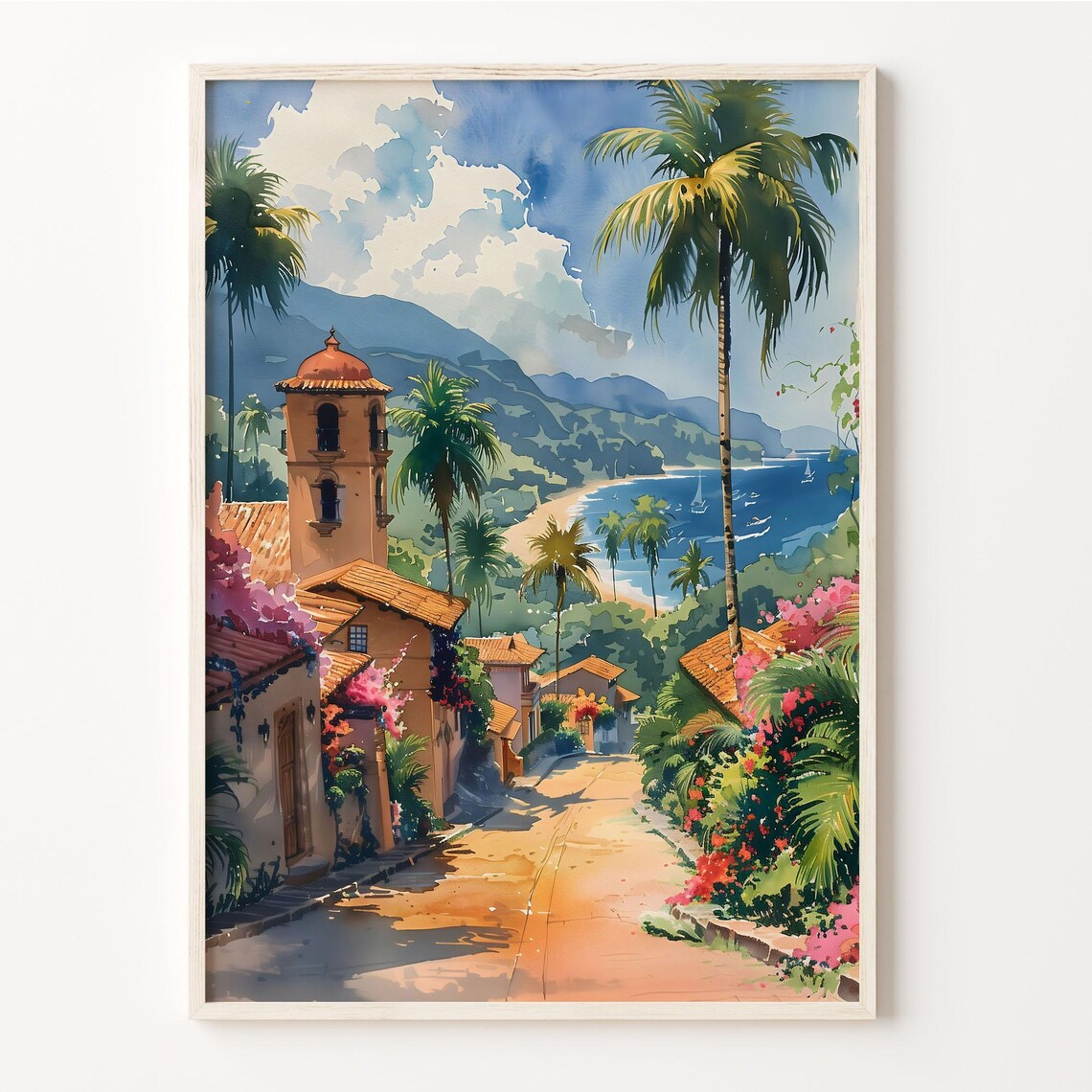 Puerto Vallarta Watercolor Painting Travel Poster