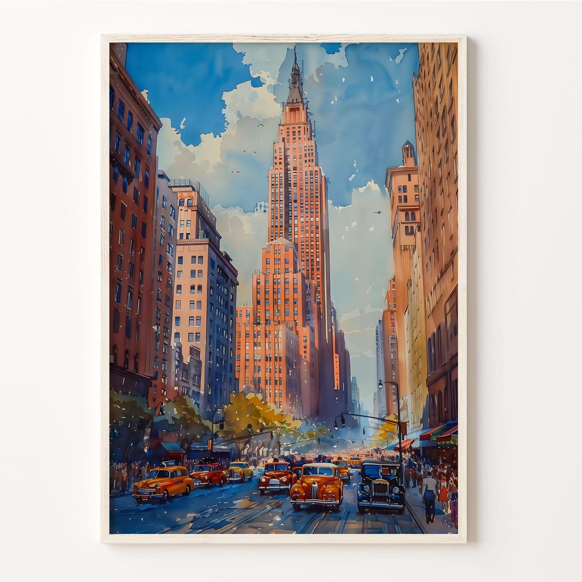 Christmas In New York Watercolor Painting Rockefeller Plaza Poster Wall Art New York City Print Home Decor Gifts C30 681
