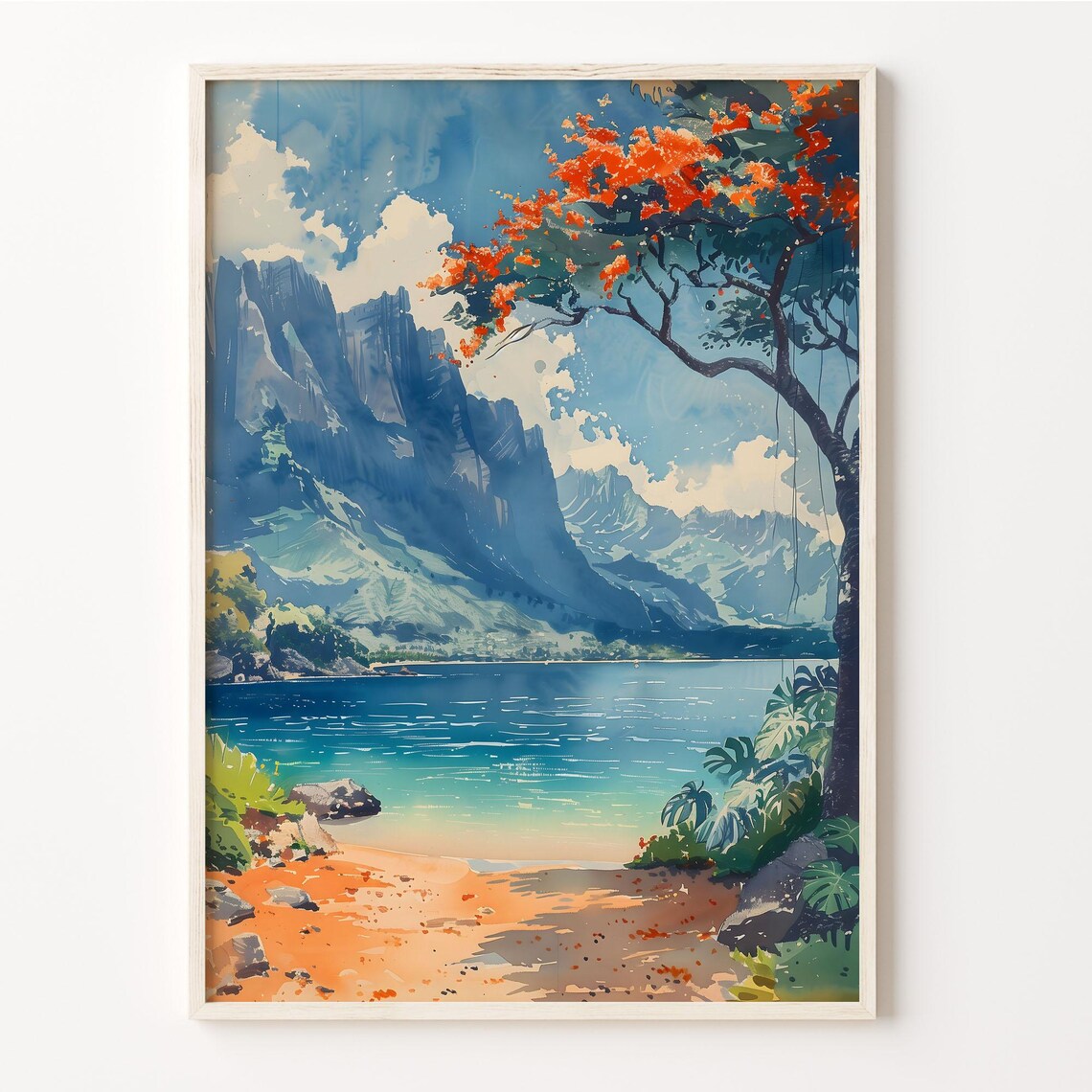 Galpagos Islands Watercolor Painting Travel Poster