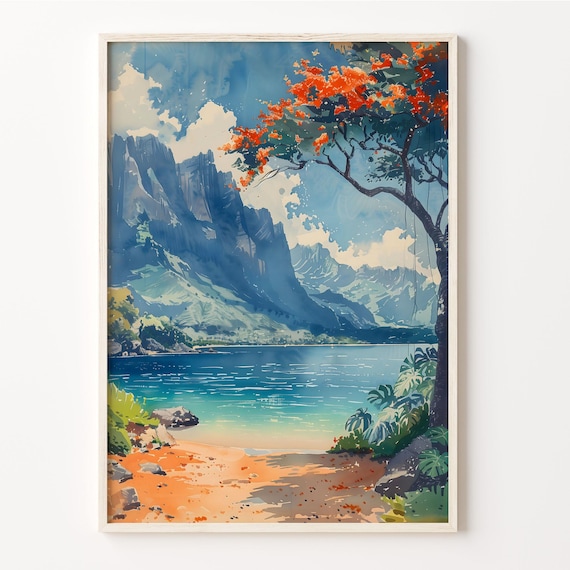Galpagos Islands Watercolor Painting Travel Poster