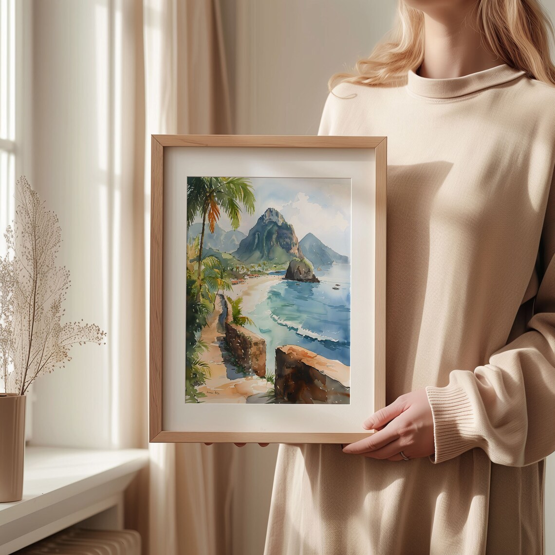 Saint Lucia Watercolor Travel Poster, Caribbean Decor - Image 2