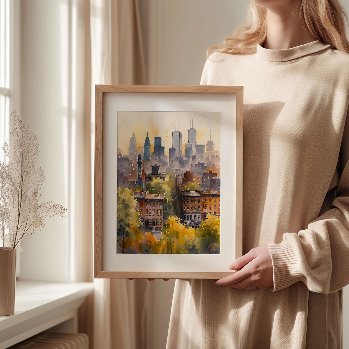 Toronto Canada City Skyline Autumn Watercolor Painting Poster - Image 2