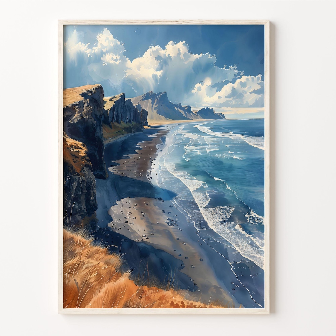 Iceland Watercolor Painting, Ingvellir National Park