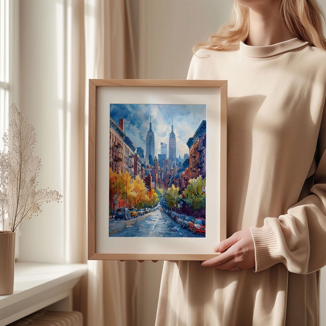 New York Brooklyn Watercolor Painting New York Pizza Poster Manhattan Wall Art Food And Travel Print Wall Art C30 739 - Image 2