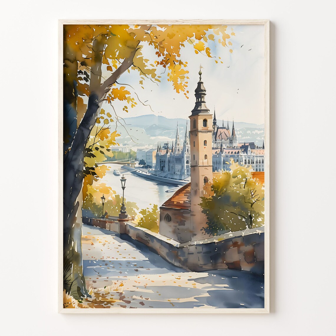 Budapest Watercolor Painting Art Print, Hungary