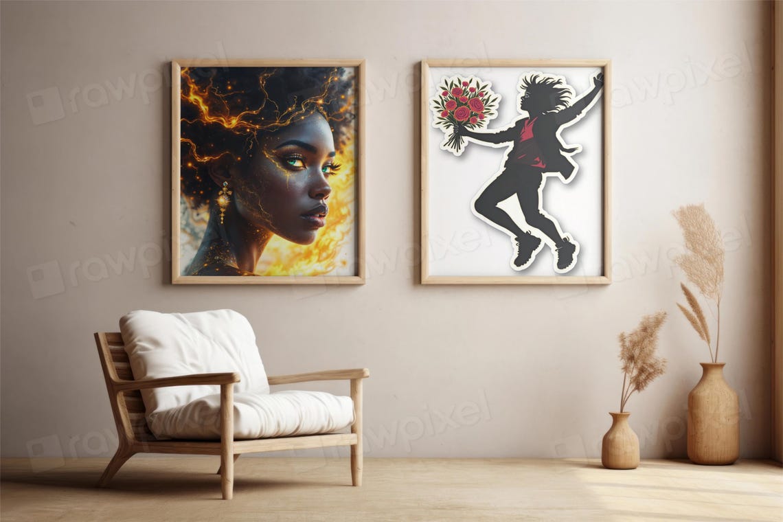 Joyful Silhouette Boy Running with a Bouquet of Red Roses Poster - Image 2