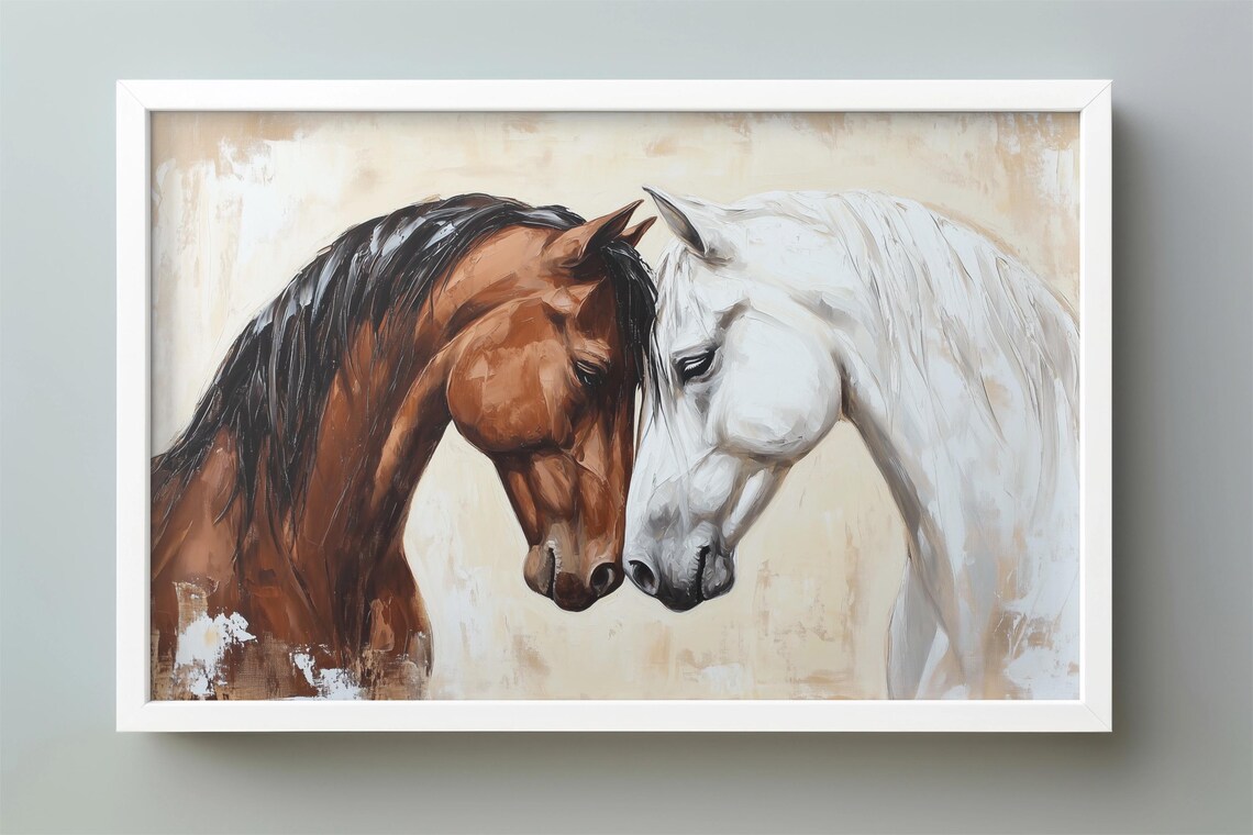 Horse Couple, Equestrian Country Farmhouse Art Print