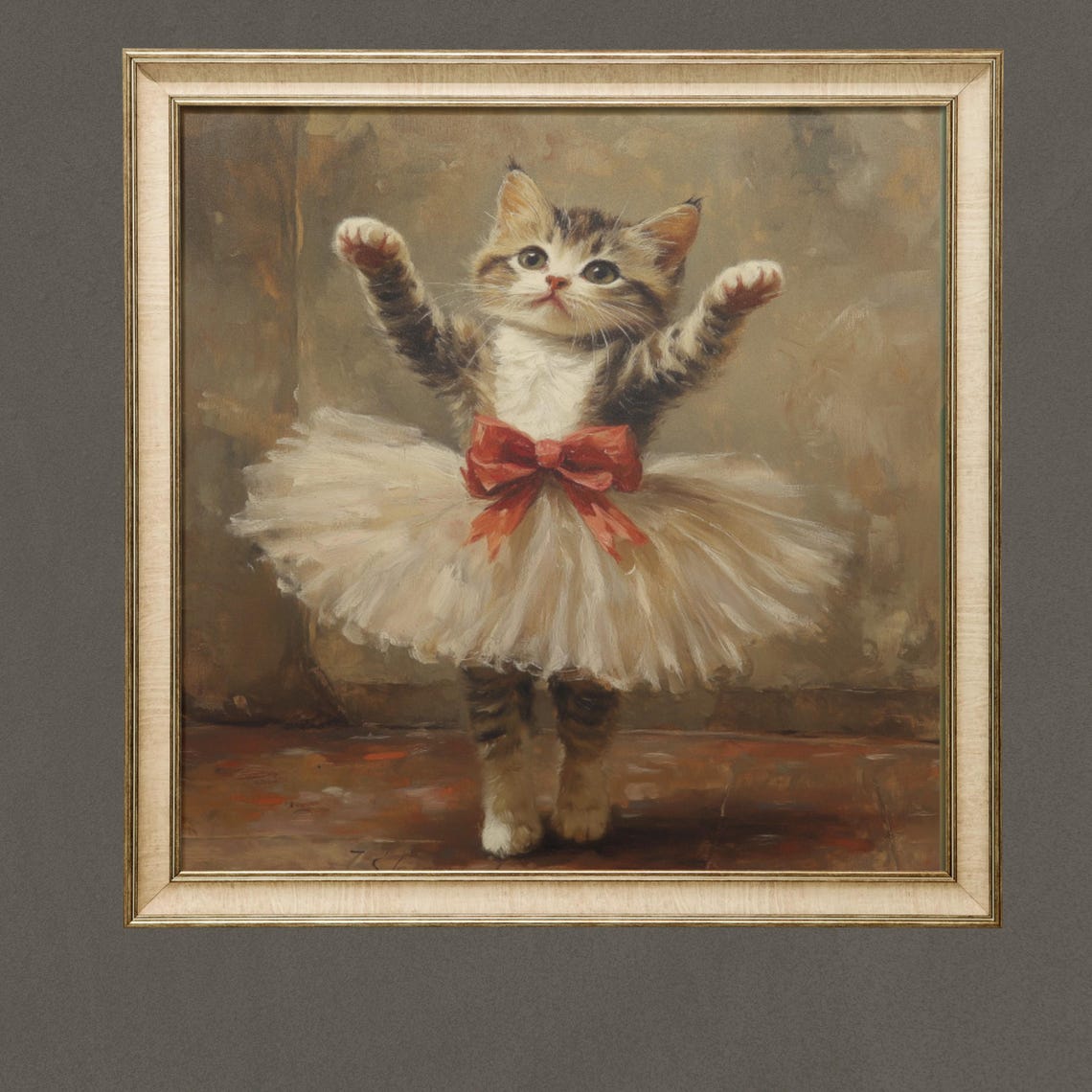 Cutest Kitten Art Print Girls Cat Painting Cat In Dress Artwork Girls Wall Art Animal Vintage Style Print Wall Art Girl Nursery Decor