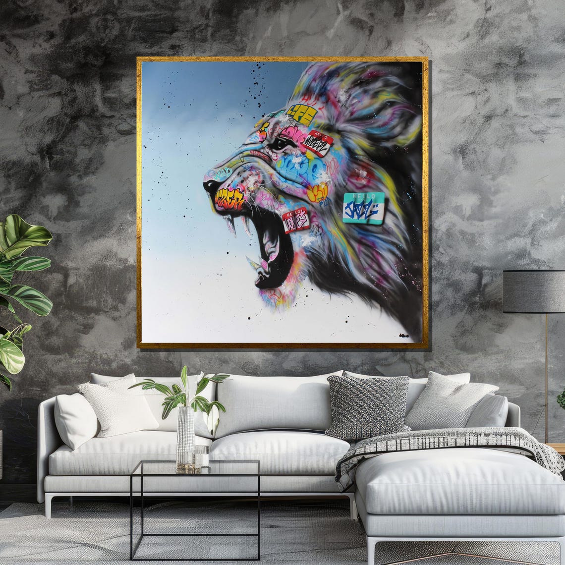 Graffiti Lion Roar Wall Art Bold Colorful And Fierce Urban Jungle Design Painting - Image 6