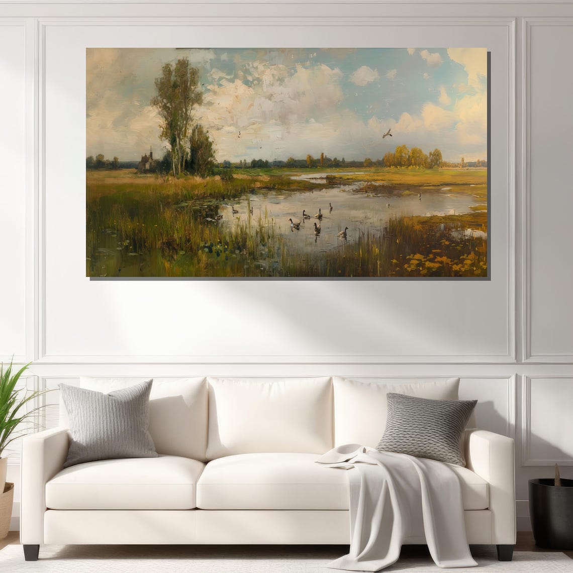 Tranquil Marsh Wetlands Landscape With Wild Ducks Painterly Poster - Image 2