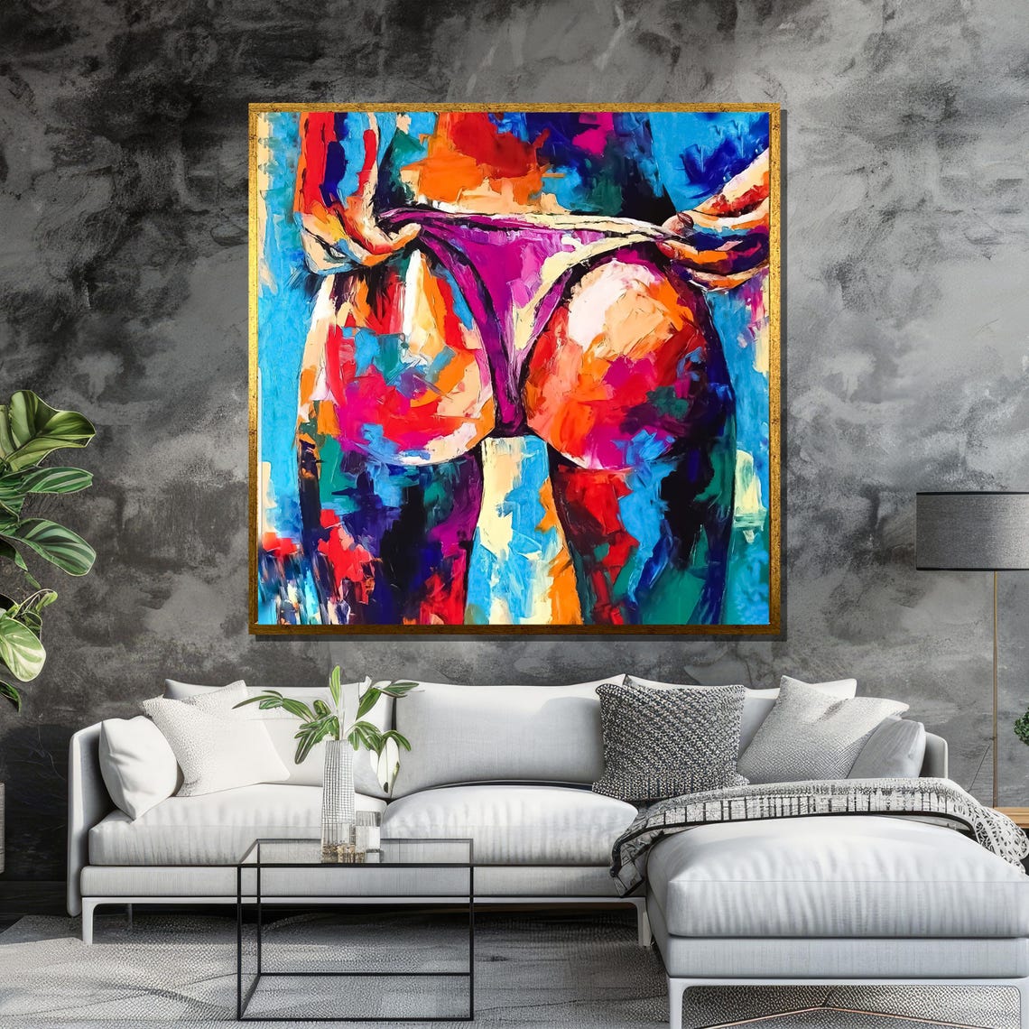 Bold And Colorful Abstract Nude Painting On Modern Pop Art For Home Bedroom Or Living Room Wall Decor - Image 6