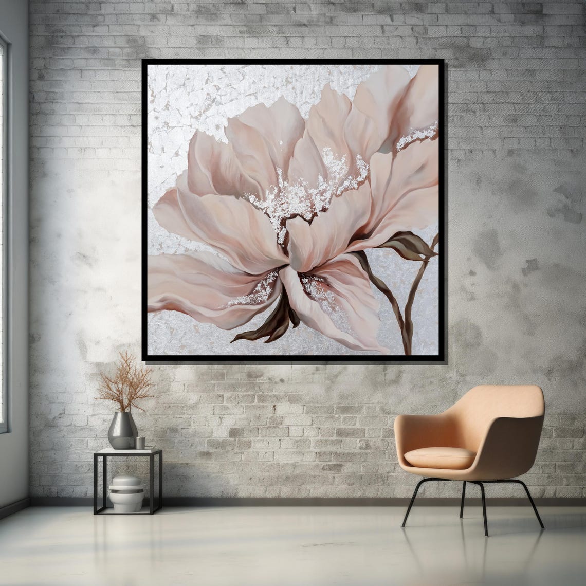 Blush Pink Flower with Silver Accents Floral Poster for Bedroom - Image 5