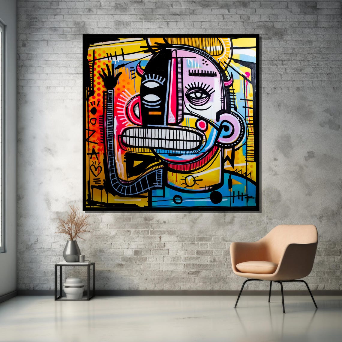 Bold And Vibrant Abstract Face Graffiti For Contemporary Urban Wall Art Lovers - Image 5