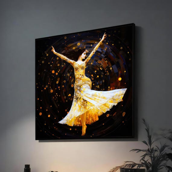 Elegant Gold Dancer Art Modern Abstract Wall Decor For Living Room Or Office