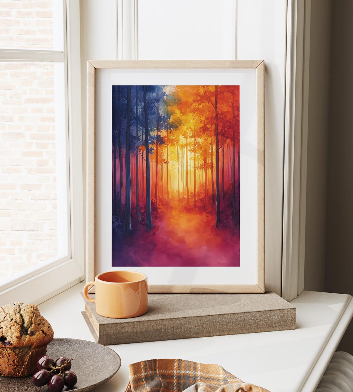 Autumn Woods Vibrant Golden Light Path Colorful Forest Art Poster - Image 3