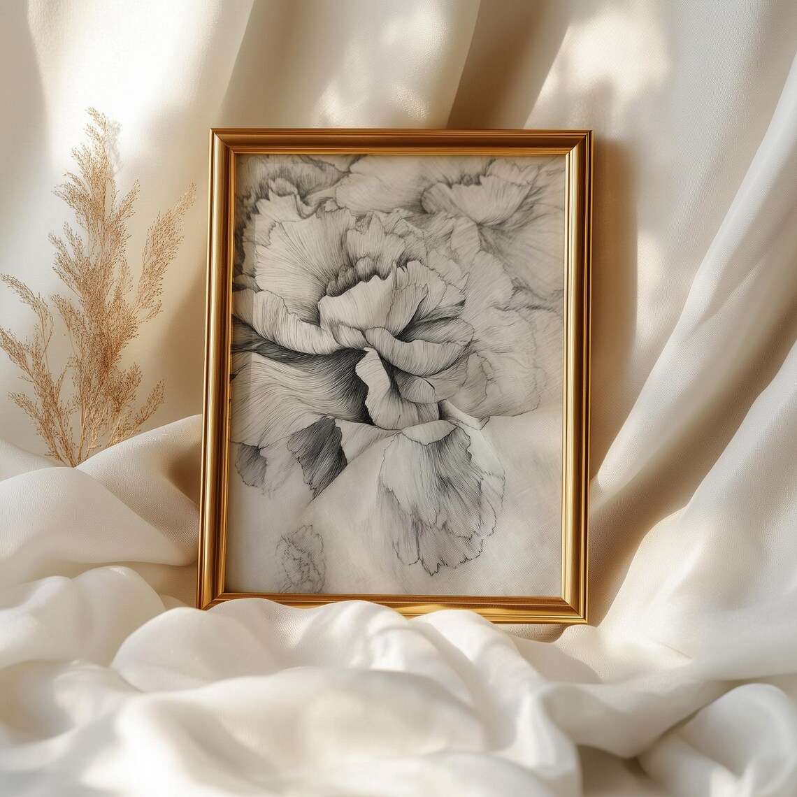 Carnation Pencil Drawing Vintage Botanical Art Print - Image 2