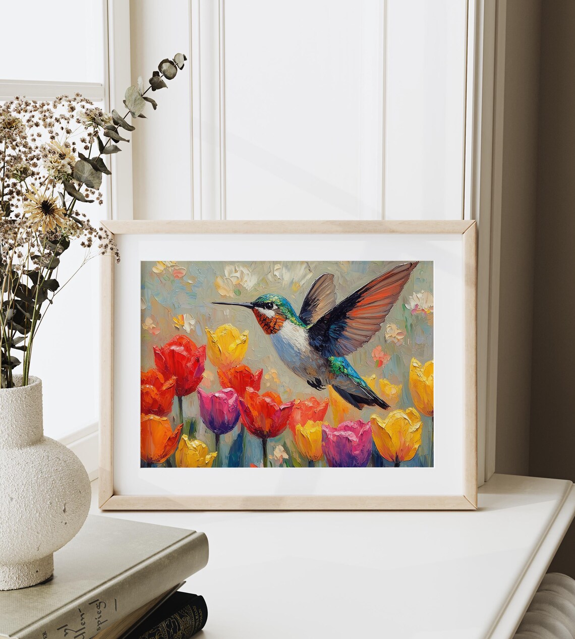Hummingbird Among Vibrant Blooms Art Print - Image 3