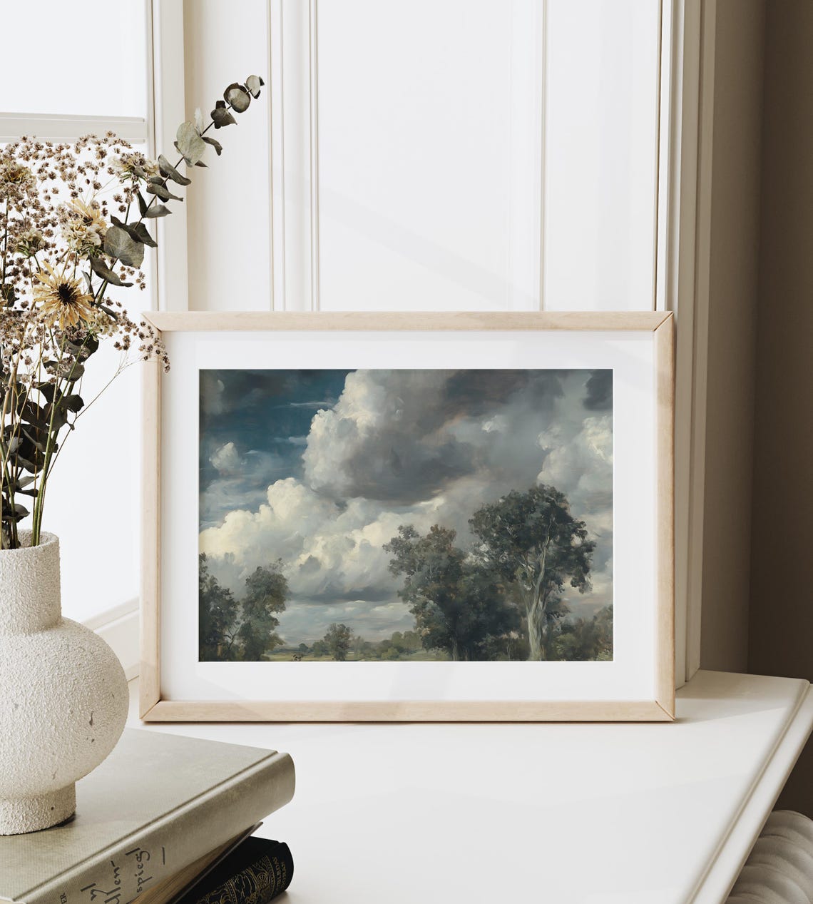 Dramatic Storm Clouds Over Country Tree Line Landscape Print - Image 3