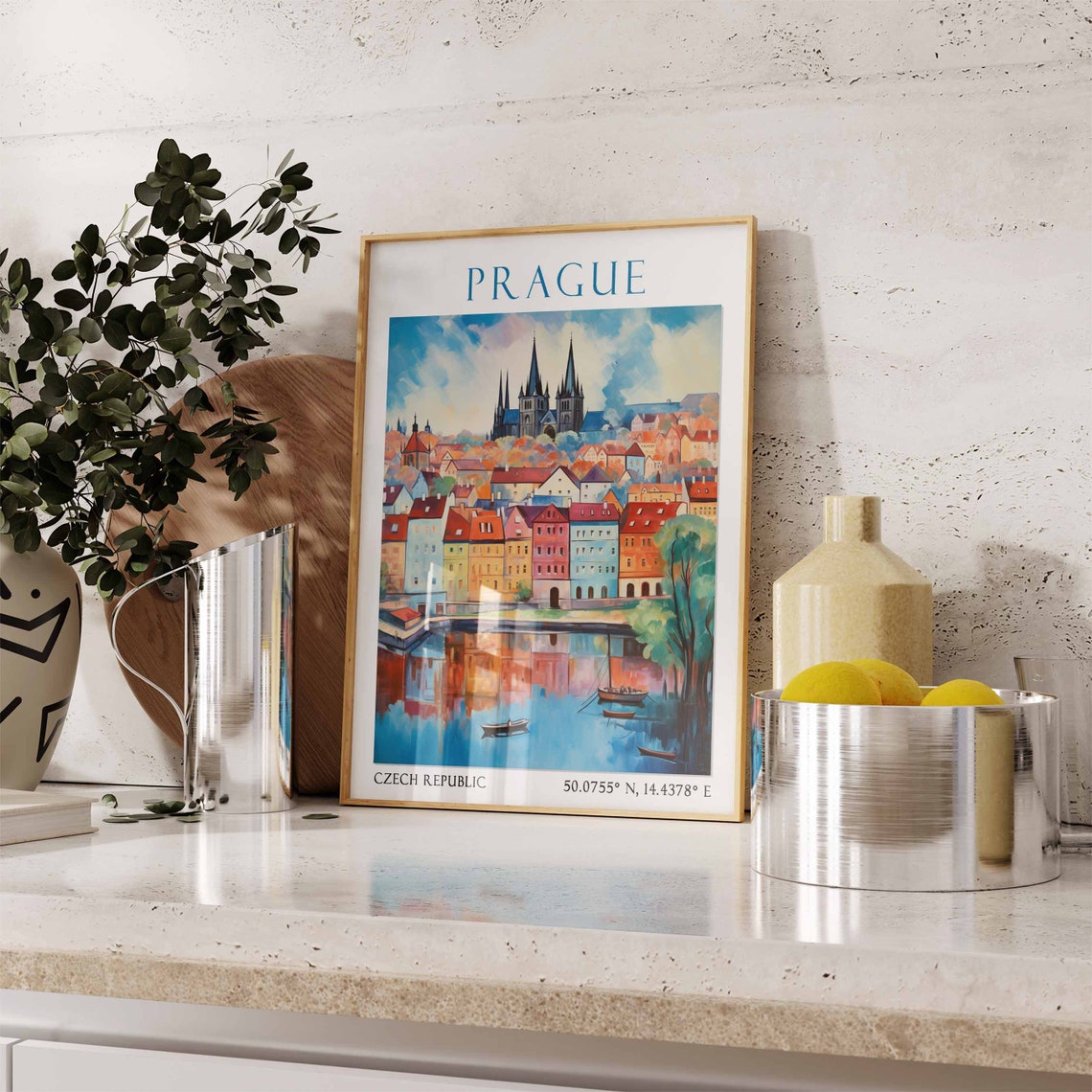 Prague Travel Print Prague Travel Poster Czech Republic Wall Art Charles Bridge Art Czech Travel Decor Travel Gift Vintage Wall Art - Image 3