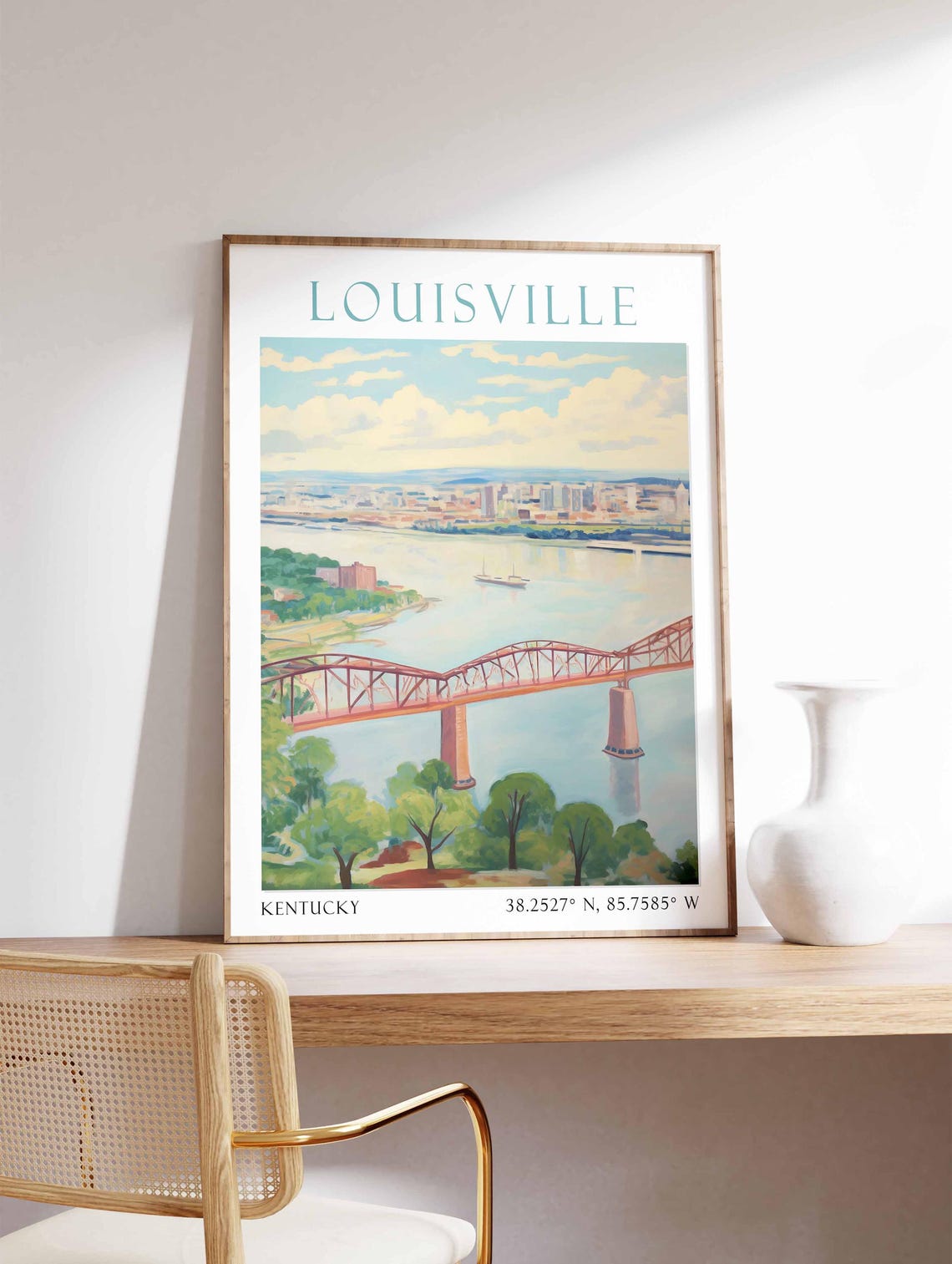 Louisville Travel Print United States Home Decor Retro Wall Art Wedding Gift Birthday Gift Louisville Travel Art Louisville Poster