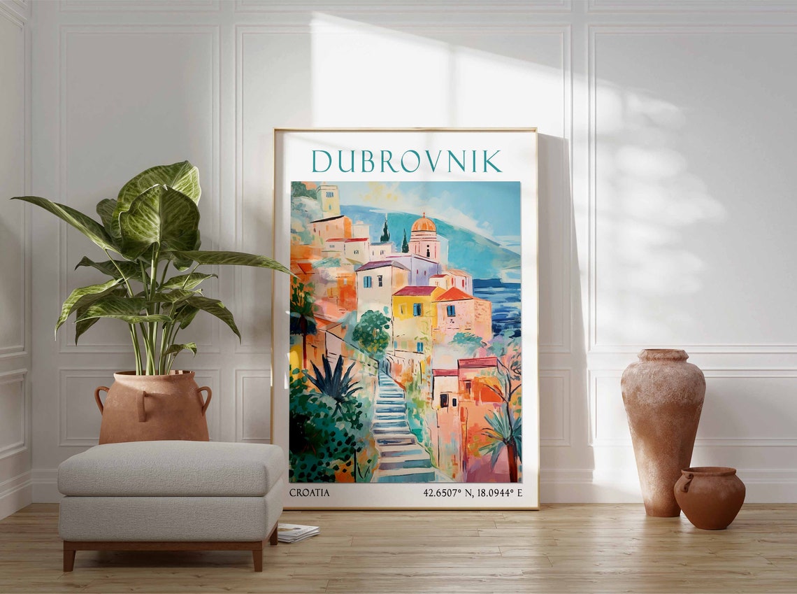 Dubrovnik Travel Print Dubrovnik Travel Poster Croatia Wall Art Mediterranean Travel Decor Dubrovnik Travel Gift Dubrovnik Vacation Art - Image 2