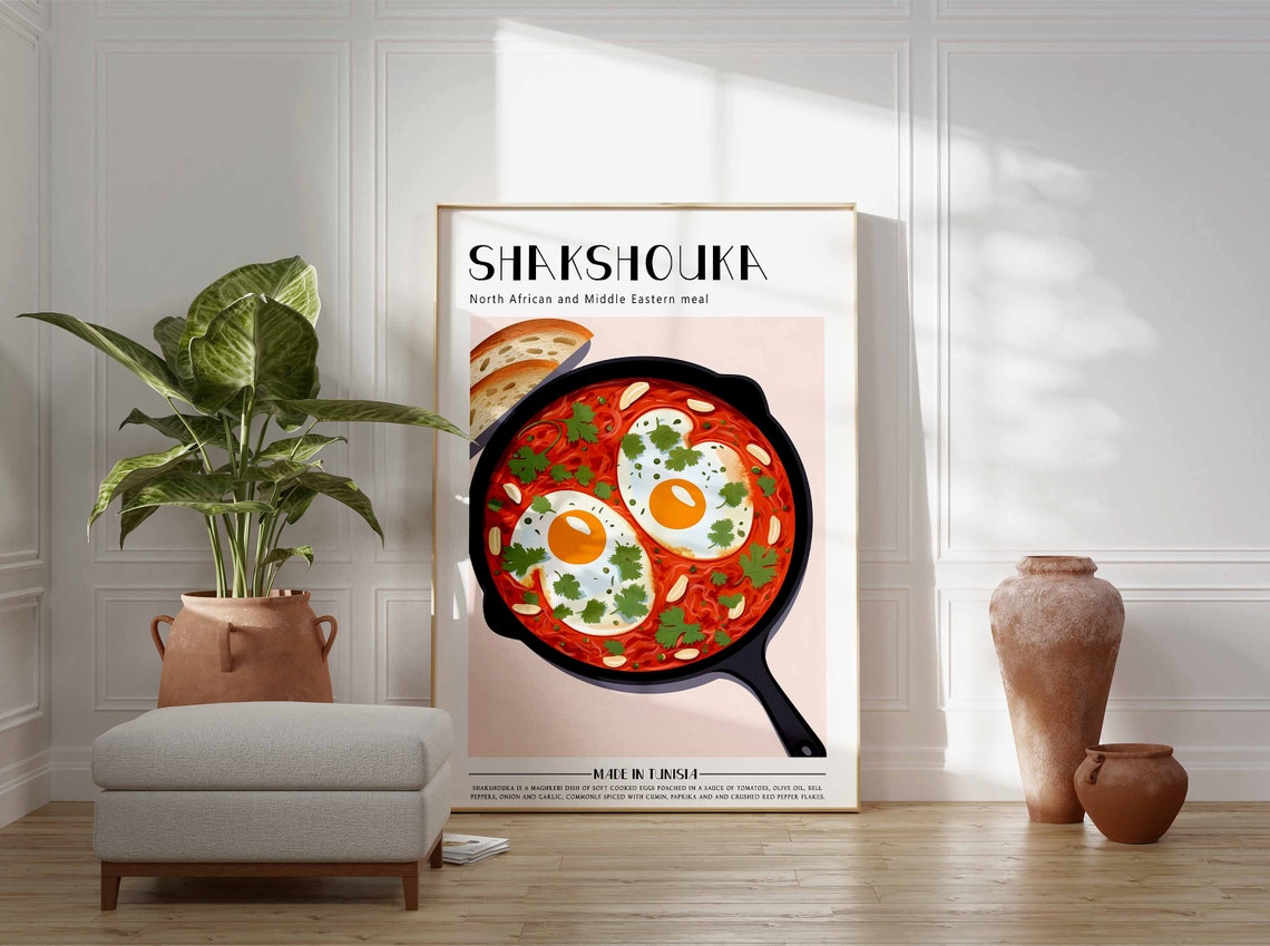 Shakshouka Two Eggs Bread Skillet Tunisian Meal Kitchen Poster - Image 2