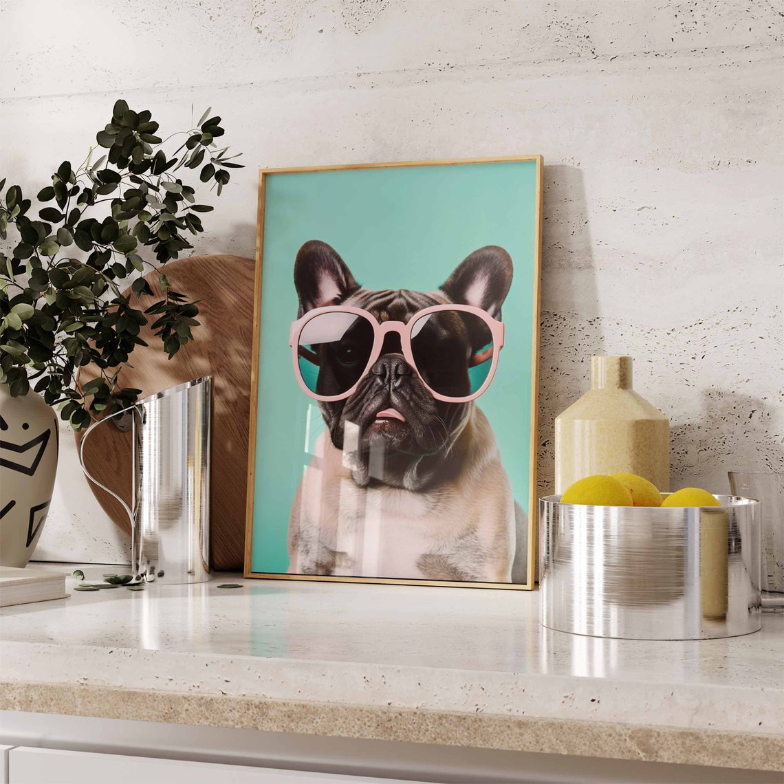 Bulldog Print Dog Poster Funny Dog Dcor Animal Print Animal Wall Art French Bulldog In Sunglasses Print Modern Dcor Animal Poster - Image 2