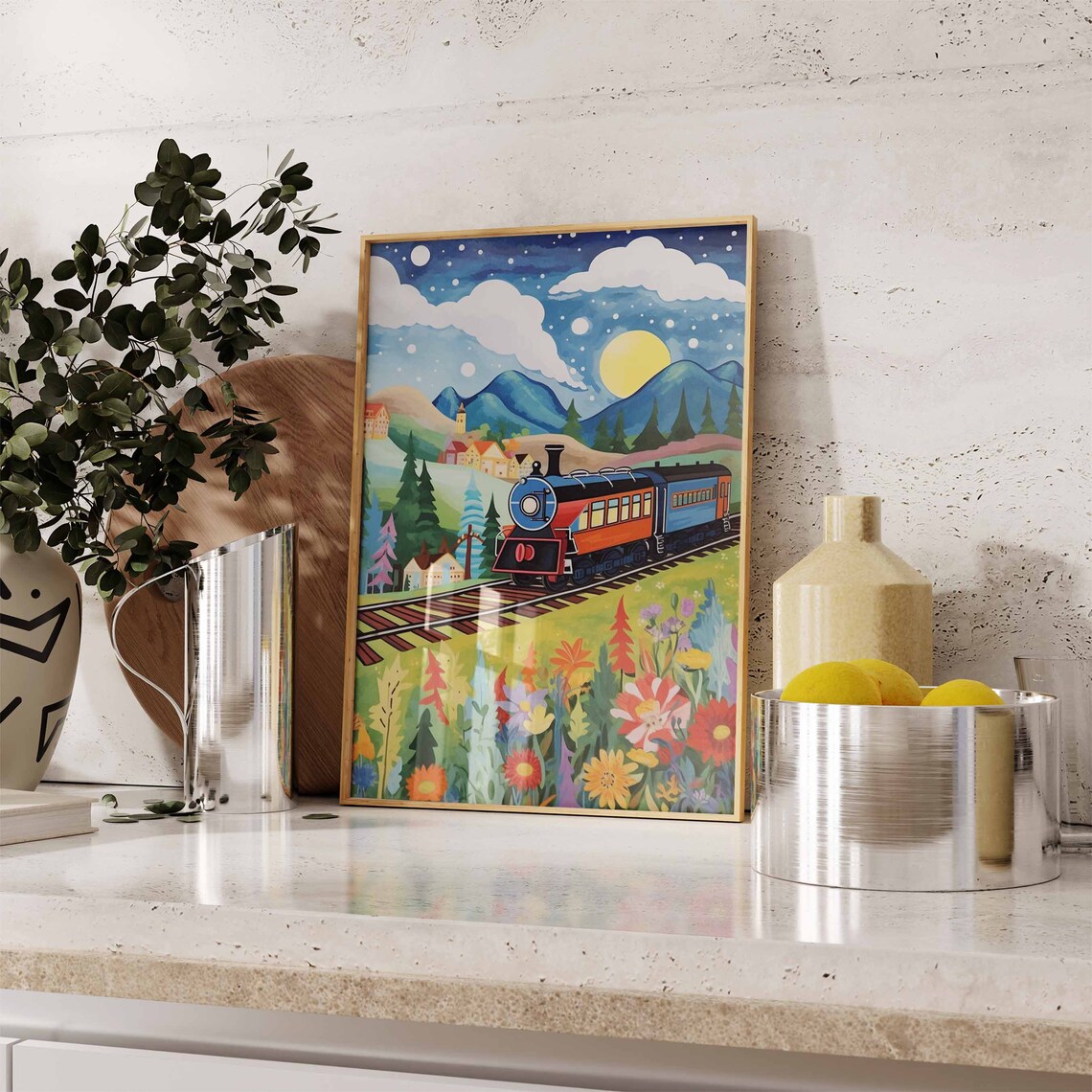 Steam Train Wall Art Print, Boys Room Kids Decor - Image 2