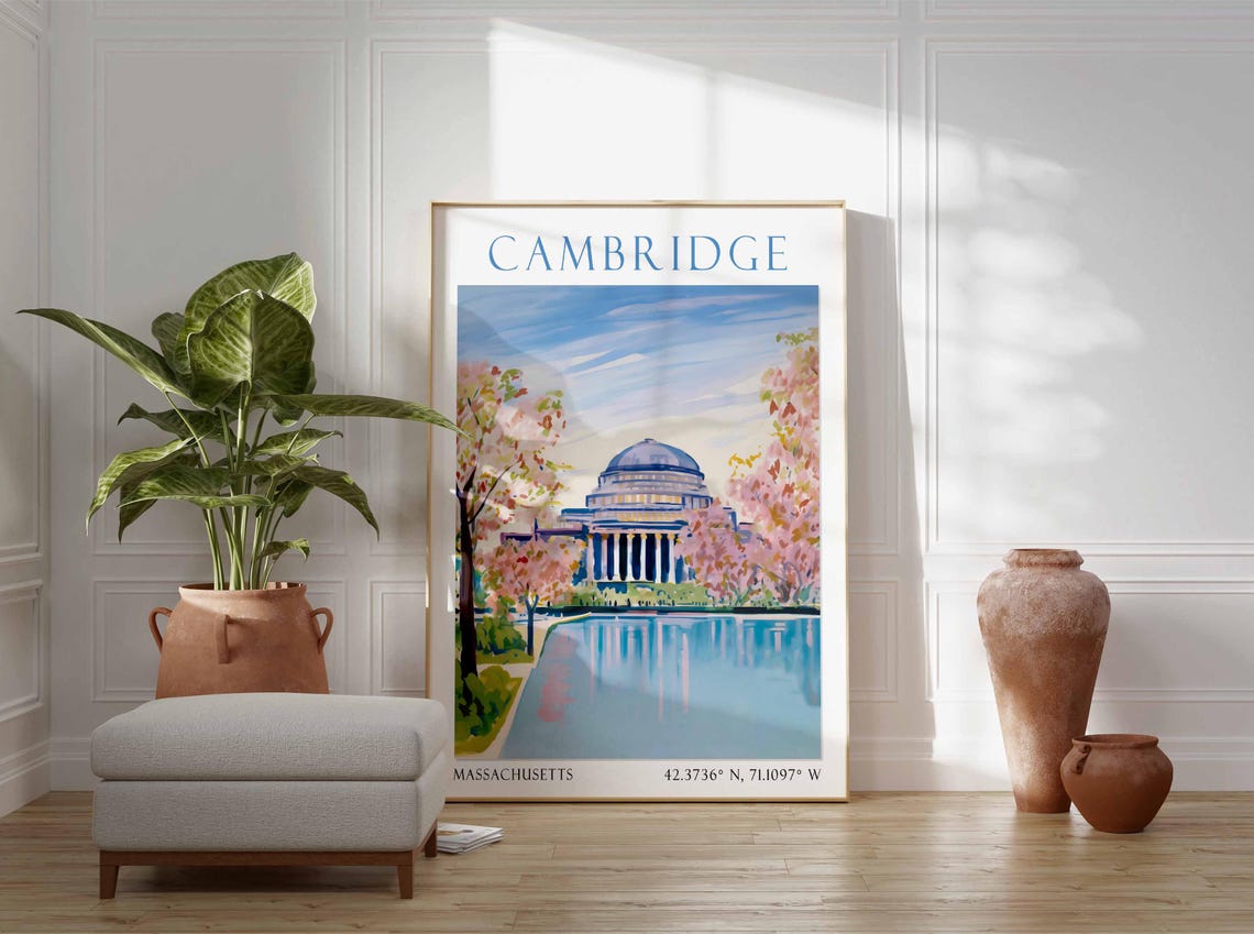 Cambridge Massachusetts Domed Hall with Reflecting Pool Poster - Image 2