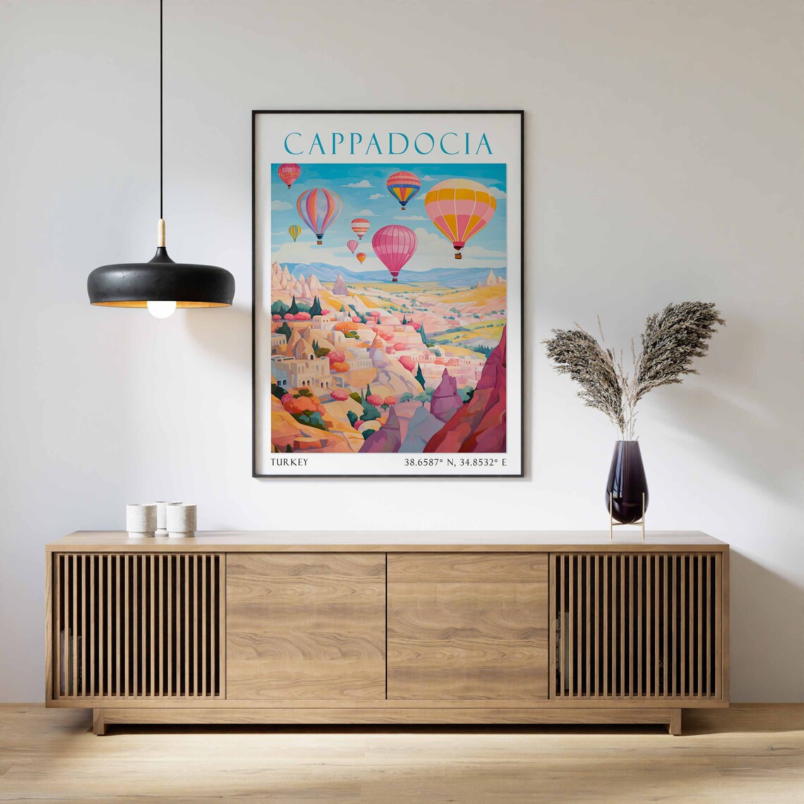 Cappadocia Turkey Pink Sunrise Balloons and Fairy Chimneys Poster - Image 3