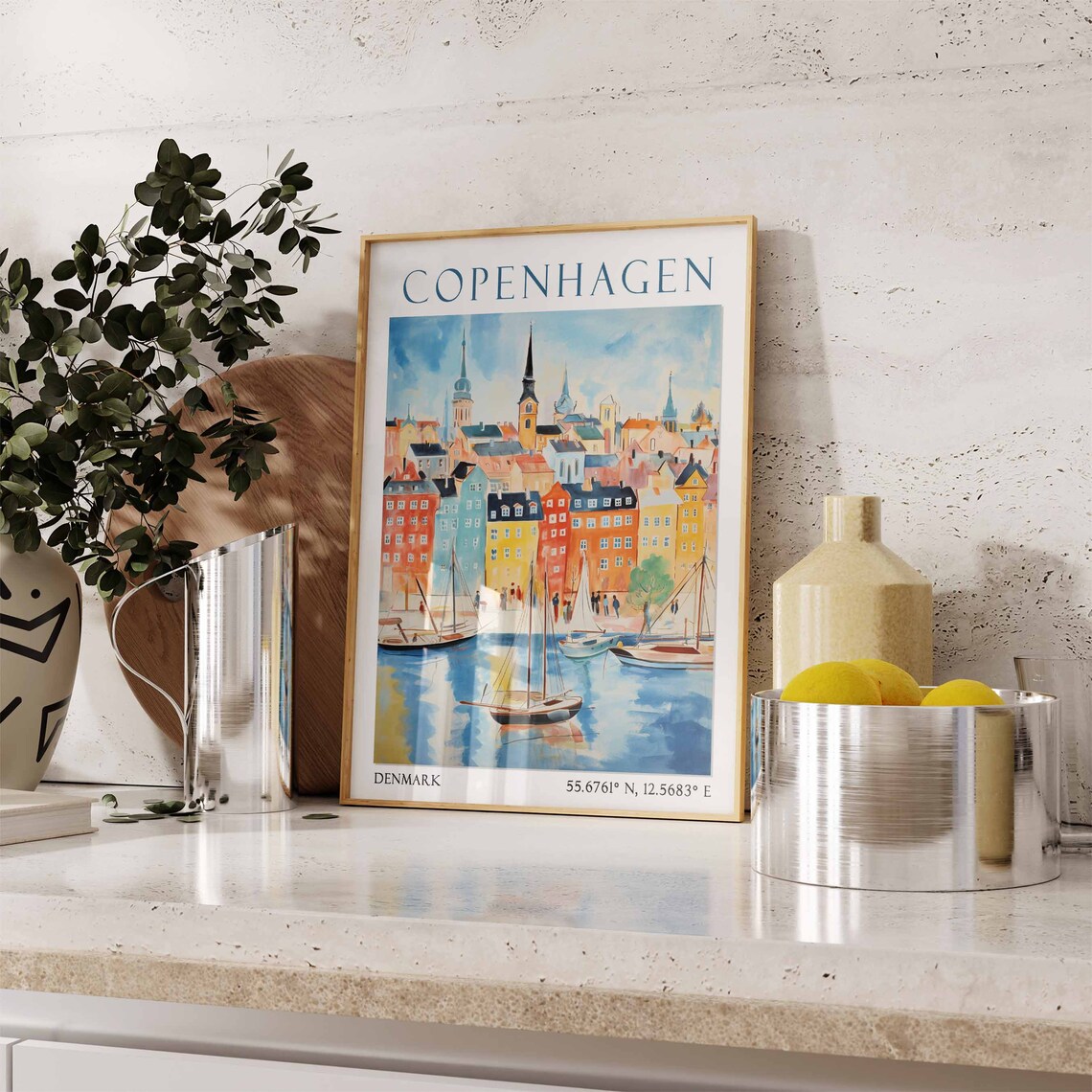 Copenhagen Waterfront Colorful Houses and Sailboats Poster Art - Image 3