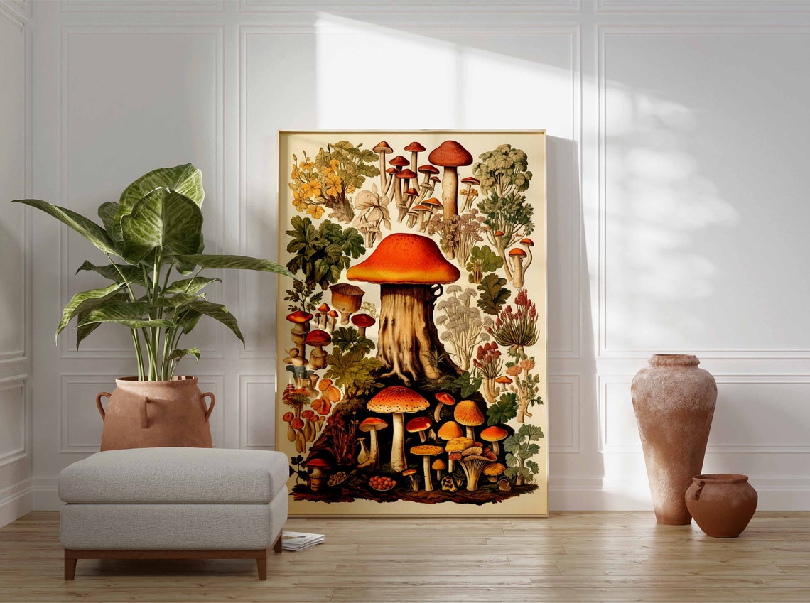 Food Print Mushrooms Print Kitchen Decor Vintage Kitchen Art Mushrooms Poster Food Decor Mushrooms Art Mushrooms Wall Art Food Art - Image 3