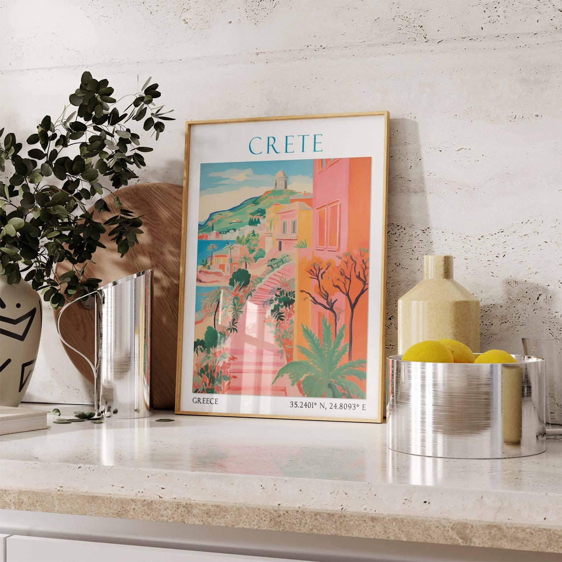 Crete Travel Print Crete Travel Poster Greece Wall Art Greek Island Travel Decor Vintage Decor Travel Gift Landscape Wall Art - Image 3