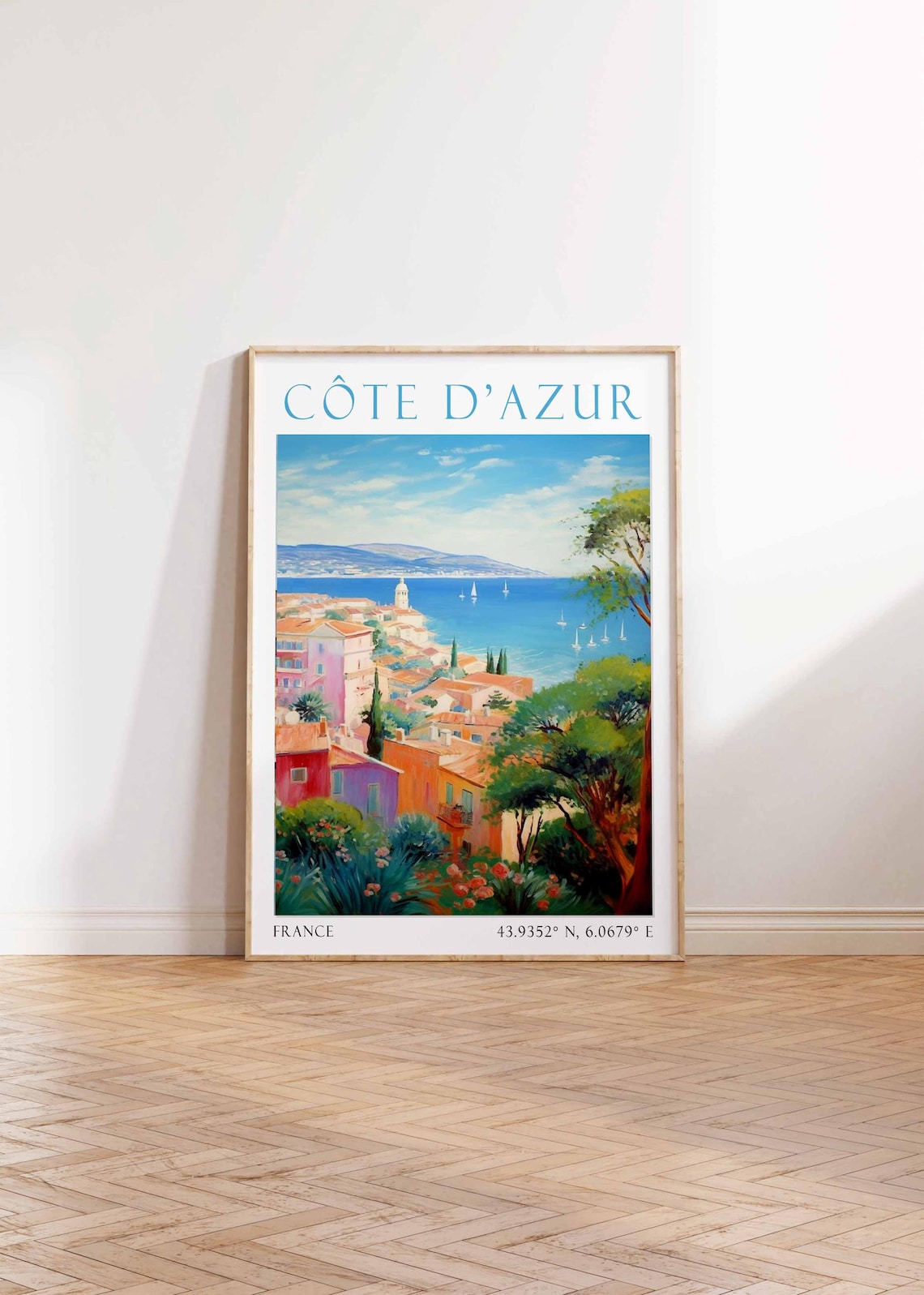 Côte D'Azur France Riviera Hillside Town Sailboat Bay Poster - Image 4