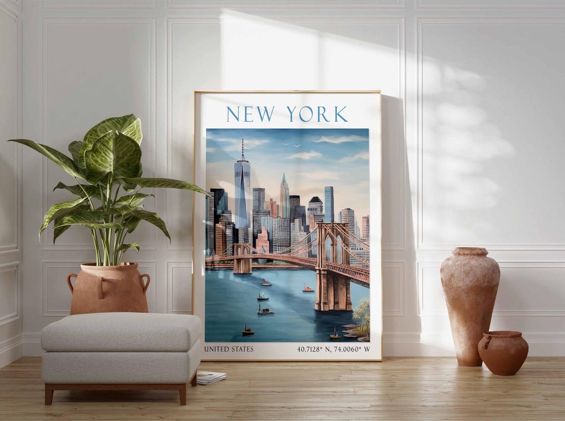 New York Print Brooklyn Bridge Art New York Poster New York Lover New York Art New York Print Travel Travel Print - Image 4