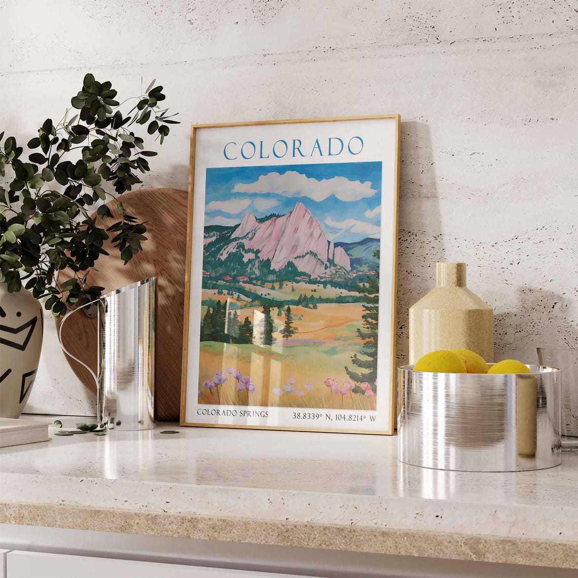 Colorado Springs Pink Mountain Peaks Wildflower Meadow Valley Poster - Image 3