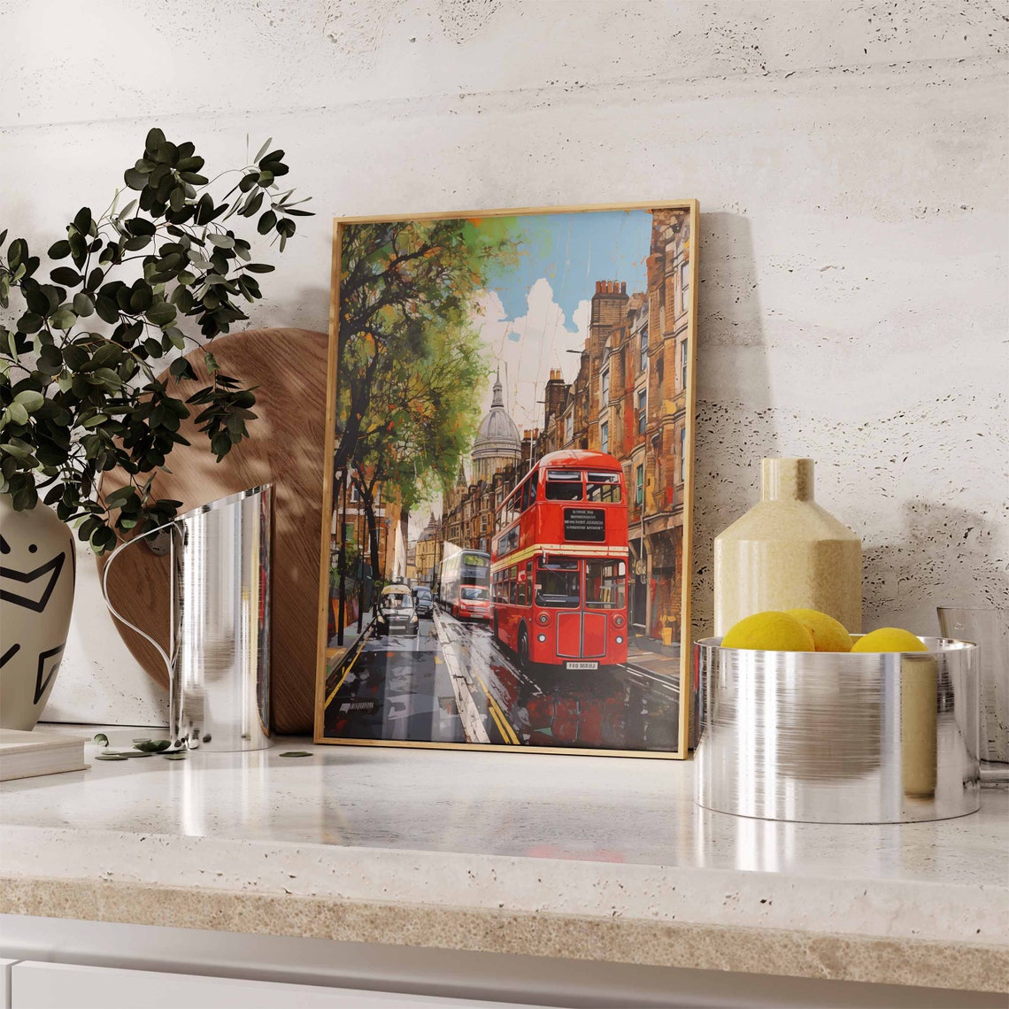London Travel Poster Vintage Wall Art London Bus Print London Bus Vintage London Print England Art - Image 2