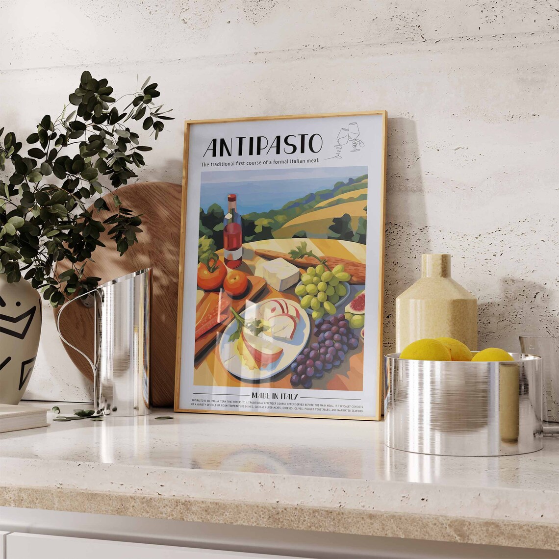 Italian Antipasto Daytime Coastal Vineyard Feast Food Poster - Image 3